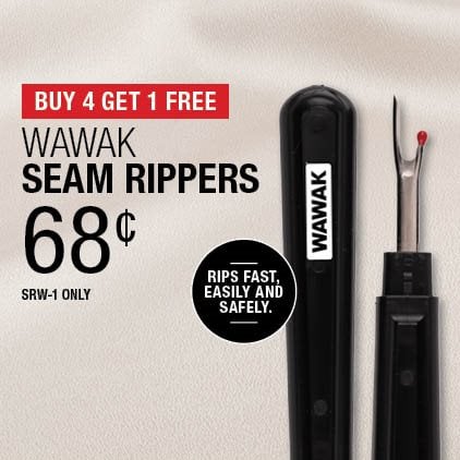Buy 4 Get 1 Free - WAWAK Seam Rippers .68¢ / SRW-1 only.