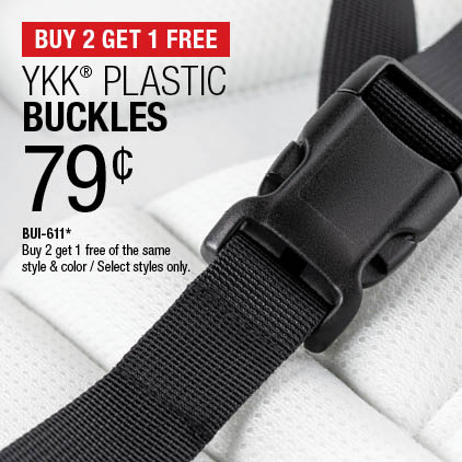Buy 2 Get 1 Free - YKK® Plastic Buckles .79¢ / BUI-611* / Buy 2 get 1 free of the same style & color / Select styles only.