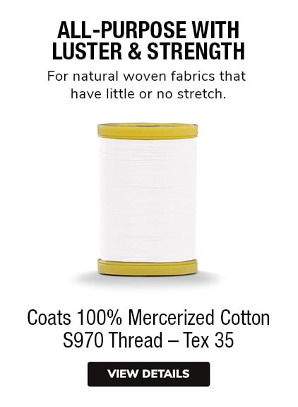 Coats 100% Mercerized Cotton S970 Thread Tex 35 with Luster & Strength