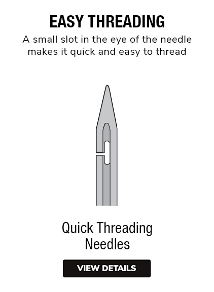 Quick Threading Needles | Make Threading Easy. Small slot in the eye of the needle makes it easy to thread without a threader. 