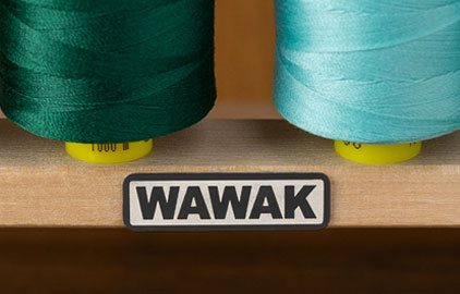 WAWAK logo on a thread rack