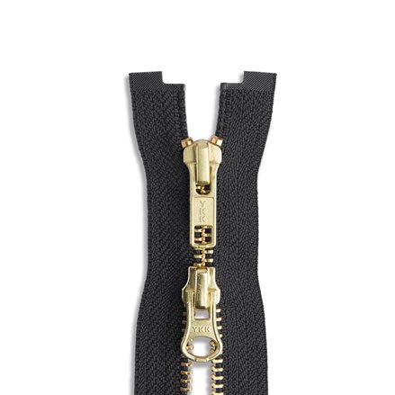 Size 5 Black Metal Zipper With Gold Teeth 