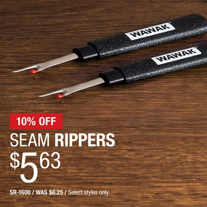 10% Off Seam Rippers $5.27 / SR-1600 / Was $5.85 / Select styles only.