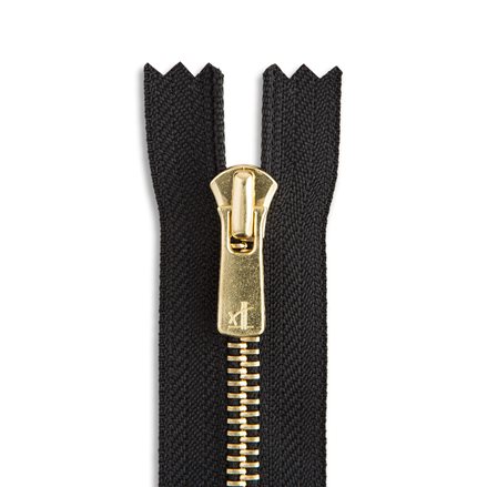 Size 5 Black Metal Zipper With Gold Teeth 