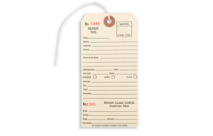 Alteration Tags with String and Claim Check Manila 50 Tags Consecutively Numbered 3.125 x 6.25 inches 