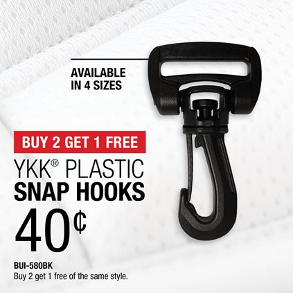 Buy 2 Get 1 Free - YKK® Plastic Snap Hooks .40¢ / BUI-580BK / Buy 2 get 1 free of the same style.