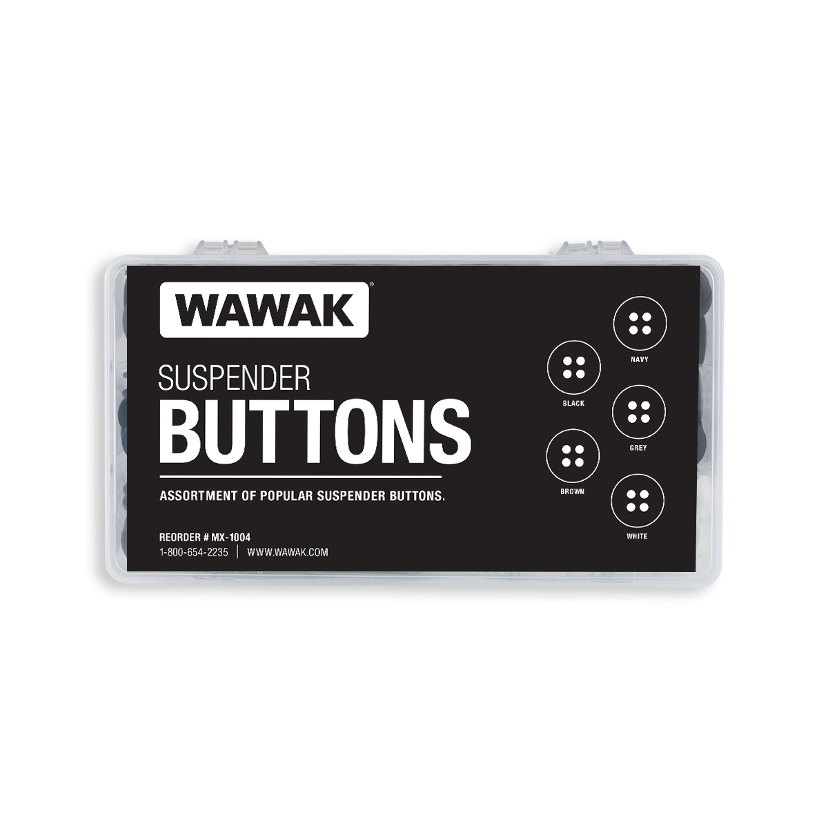 WAWAK Mixed Suspender Fancy Buttons Tray - 504/Tray - WAWAK Sewing Supplies
