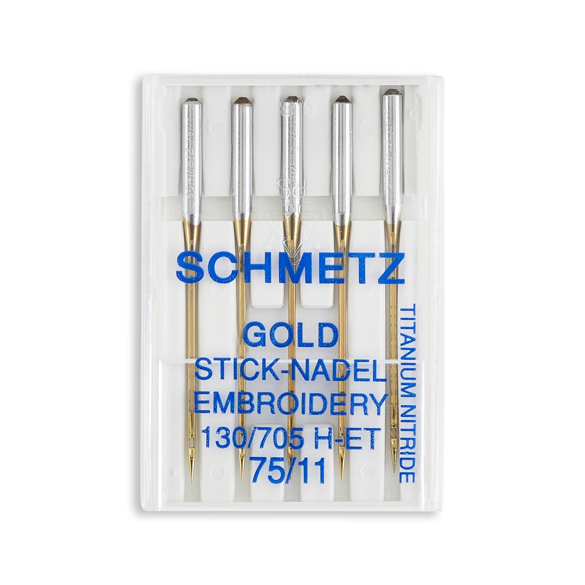 Schmetz Gold Embroidery Home Machine Needles - 15x1, 130/705 H-ET - 5/Pack  - WAWAK Sewing Supplies