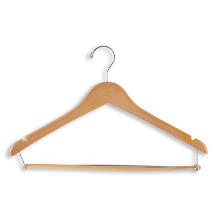 Wooden Hangers W/ Lock Down Bar - 17 Length/ 4 1/4 Neck - 100/Pack -  WAWAK Sewing Supplies