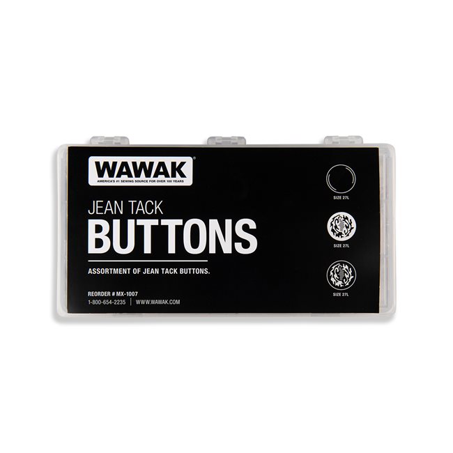 WAWAK Mixed Jean Tack Fancy Buttons Tray - 150/Tray - WAWAK Sewing Supplies