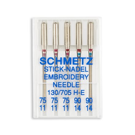 Schmetz Embroidery Home Machine Needles - Size 11, 14 - 15x1, 130/705 H-E -  5/Pack - WAWAK Sewing Supplies