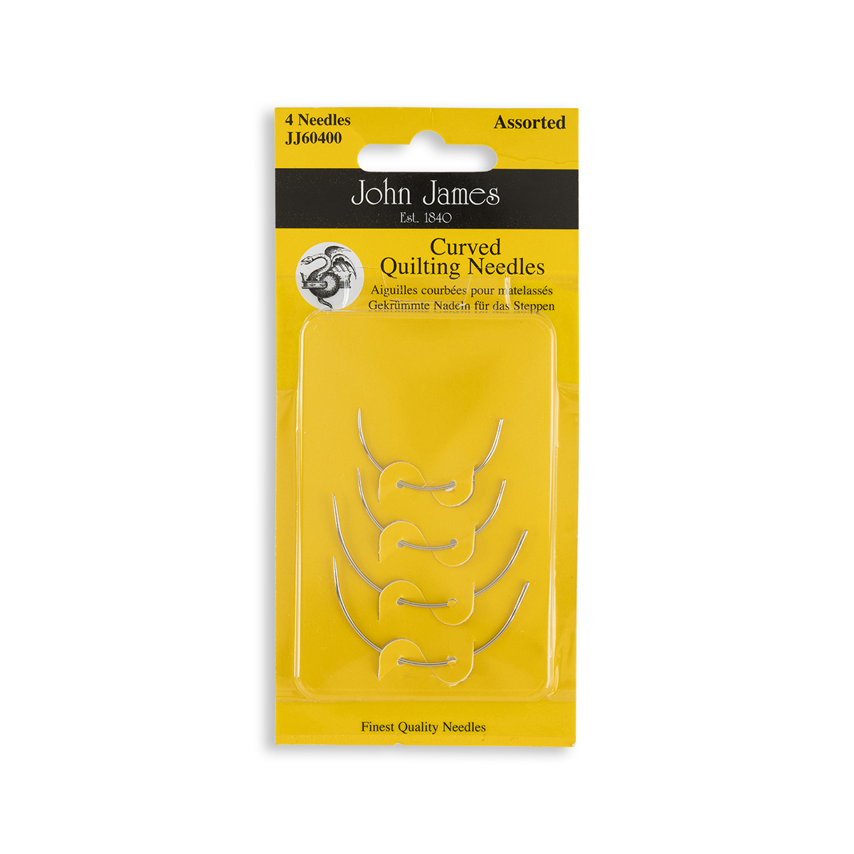 Hello Hobby Quilting Curved Steel Hand-Sewing Needles - 4 Pieces