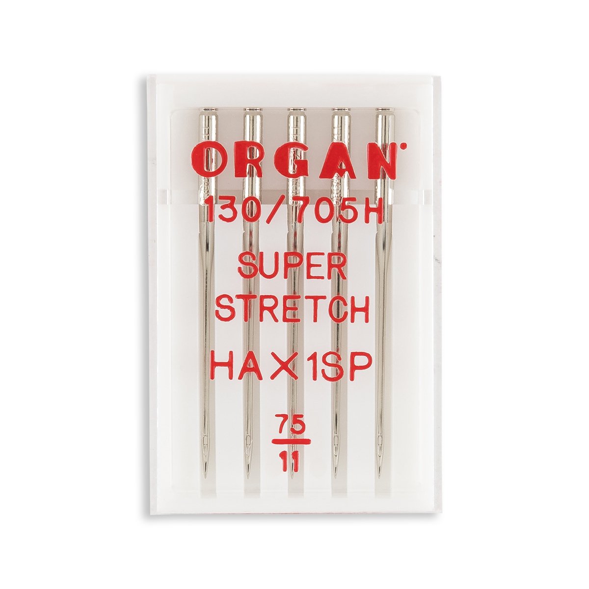 Organ Super Stretch Home Machine Needles - 15x1, 130/705H, HAx1SP - 5/Pack