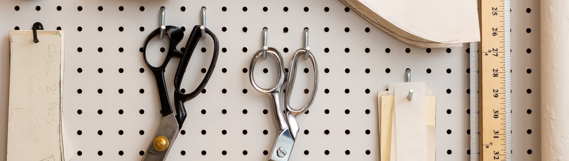 Scissors Hanging on Pegboard Sewing Supplies Organization